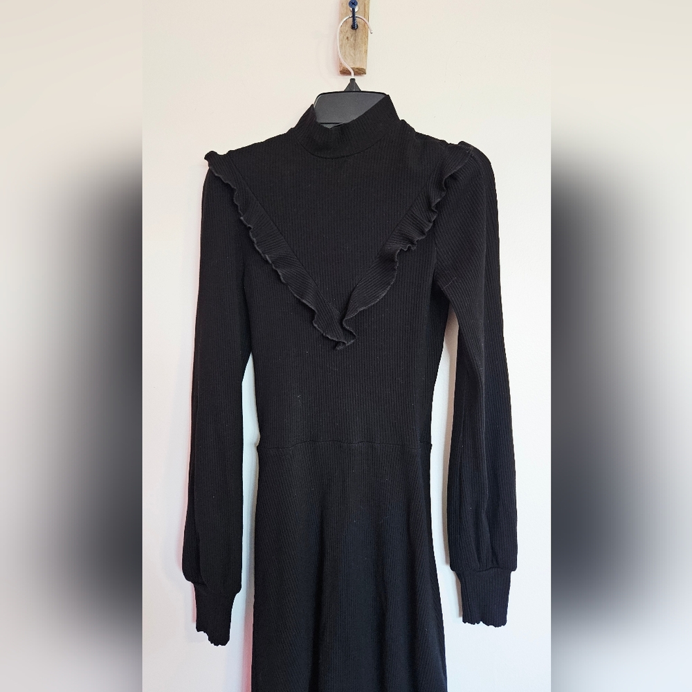 Reformation Chapel Ruffle Black Mini Dress Size S - Picture 7 of 8